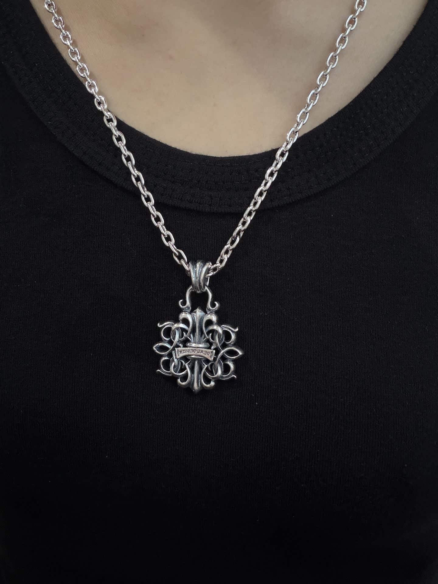 Chrome Hearts Silver Chain with Ornate Pendant